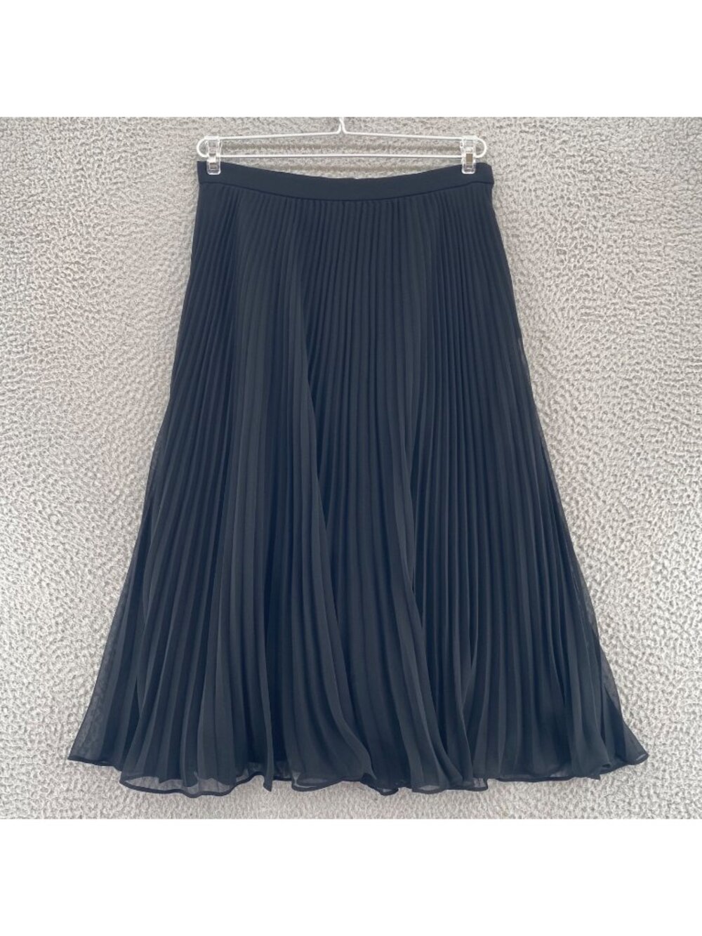 Polo Ralph Lauren Skirt Womens 2 Black Lined Chiffon Knife Pleat Below Knee Midi - Picture 1 of 11